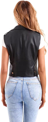 Leather Vest-Women back side